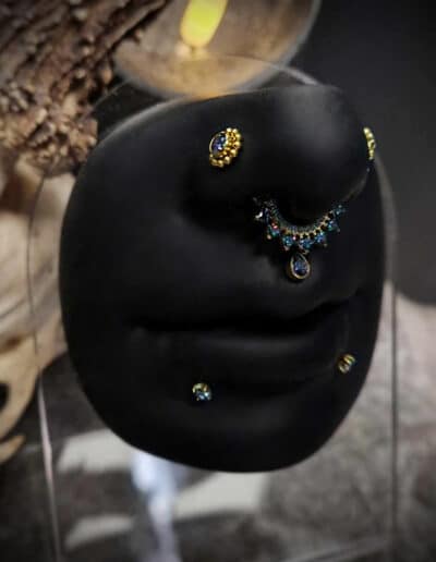 Composition bijoux piercings par dark little pierceuse à angoulême. Piercing Angoulême en Charente. Piercing Or, piercing titane